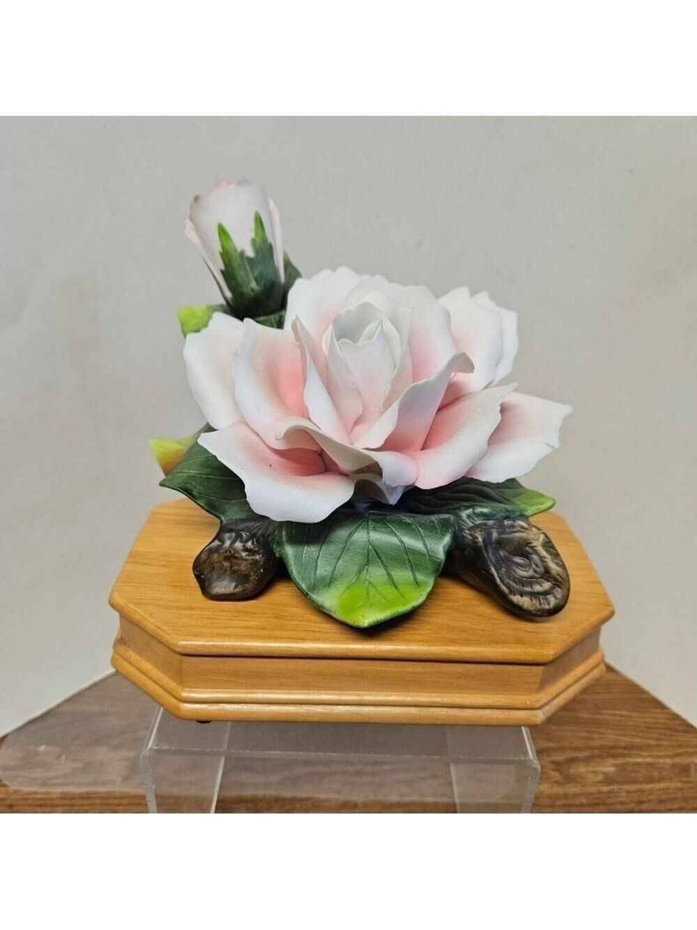 Vintage 90s San Francisco Music Box Porcelain Rose